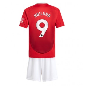 Billiga Manchester United Rasmus Hojlund #9 Hemmatröja Barn 2024-25 Kortärmad (+ Korta byxor)